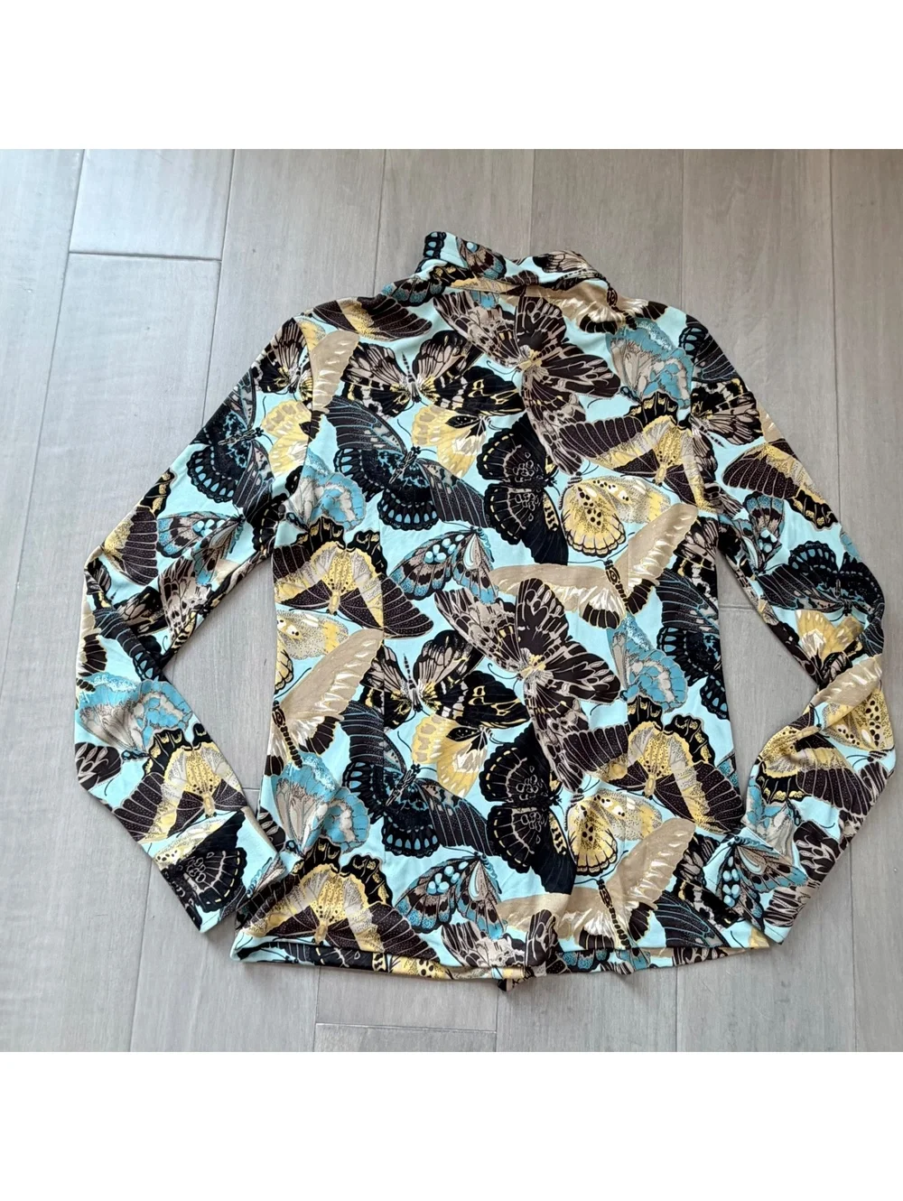 Tory Burch Silk Button-Up Shirt with Butterfly Print Size M